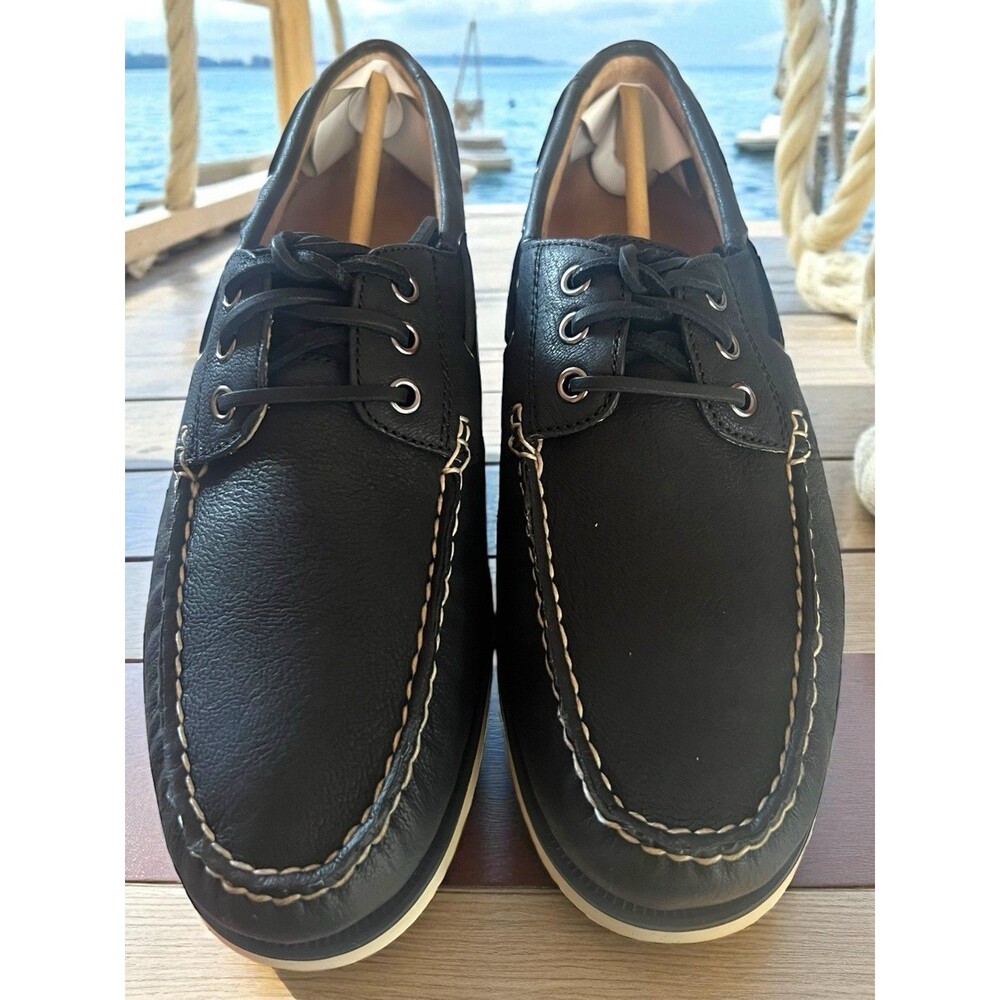 Ralph Lauren Polo Black Pebbled Nubuck Men’s Boat Shoes Size 11 New NIB Gift